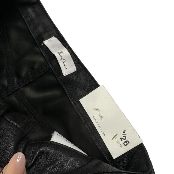 NEW Kancan Faux Leather sz 26 High Waist Black Pleather Leggings Skinny Pants - Picture 9 of 10